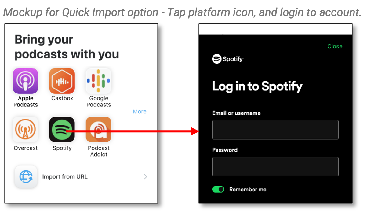 Pocket Cast Recommendation: Import podcasts by logging into other apps. 