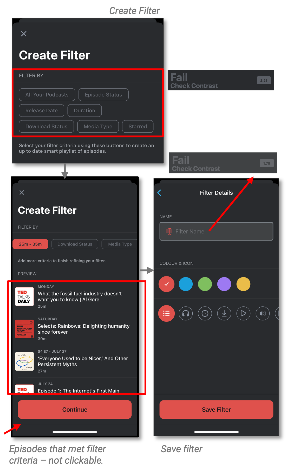 Task 4 - Screens show filtering options