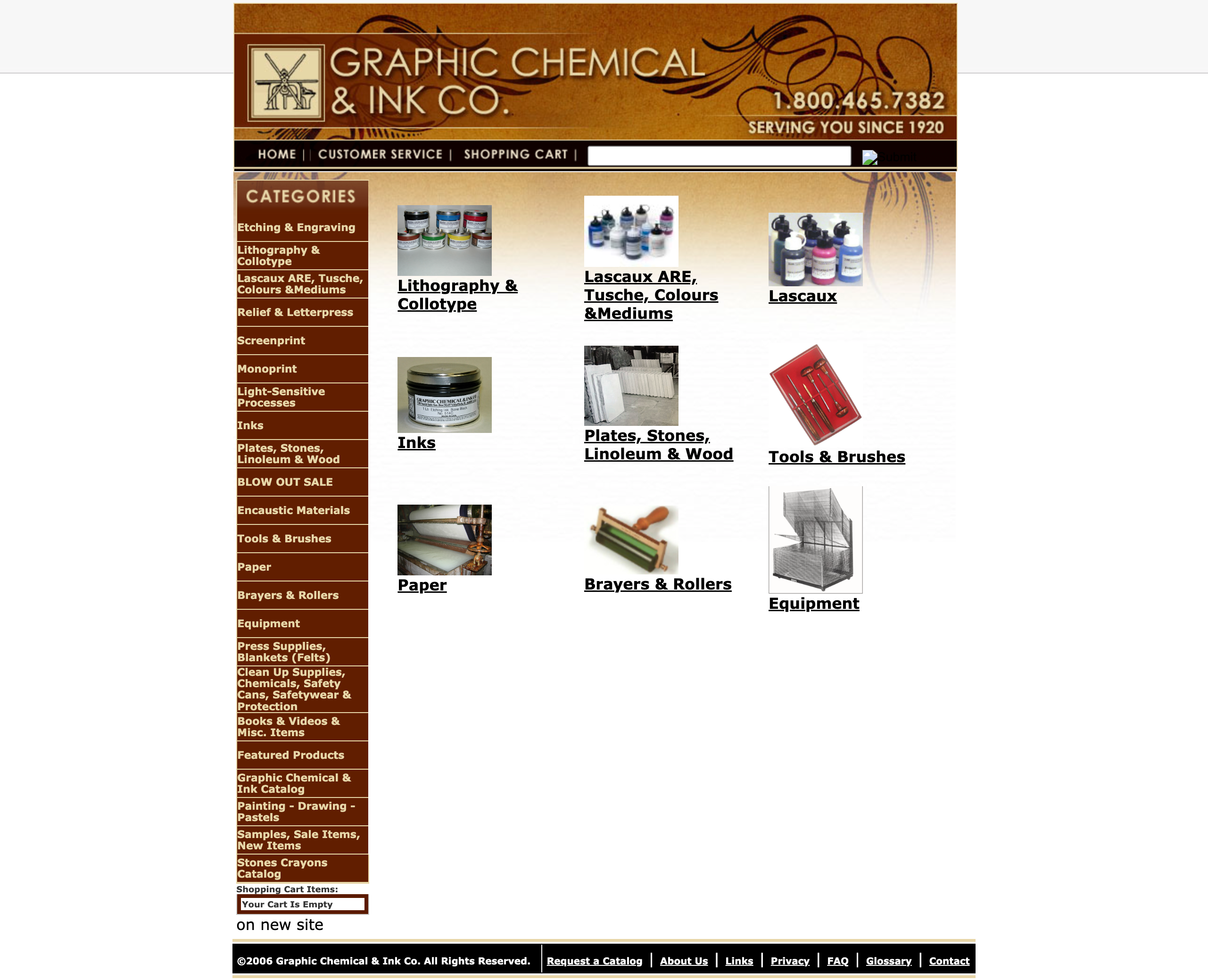 Graphic Chemical's Website Homepage