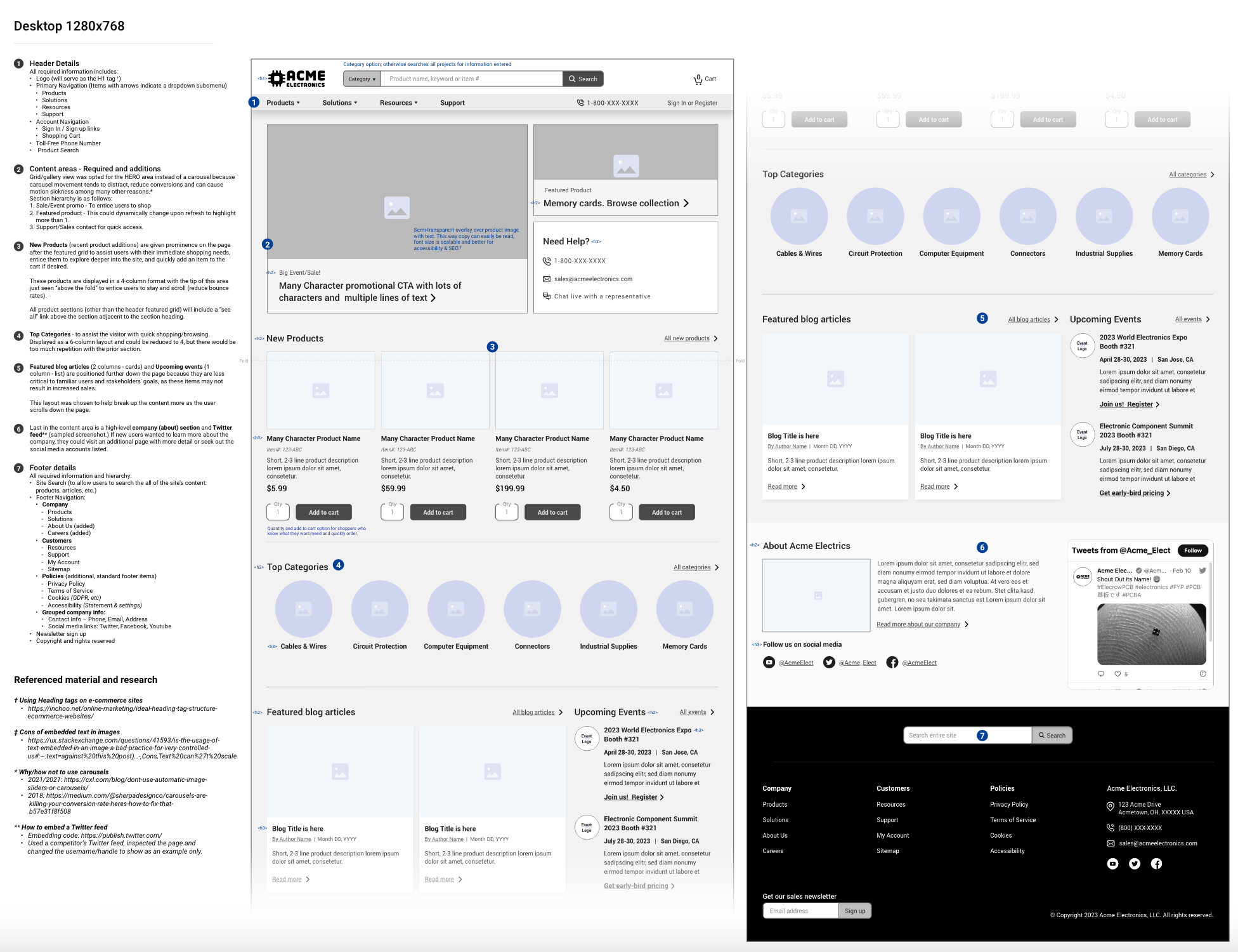 Medium Fidelity Wireframes with design and functionality details.